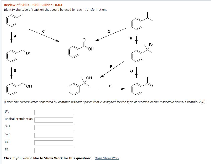 Solved Identify the type of reaction that could be used for | Chegg.com