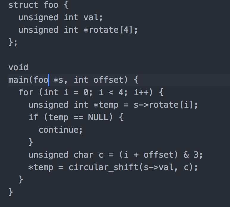 Solved struct foo unsigned int val; unsigned int rotate[4]: | Chegg.com