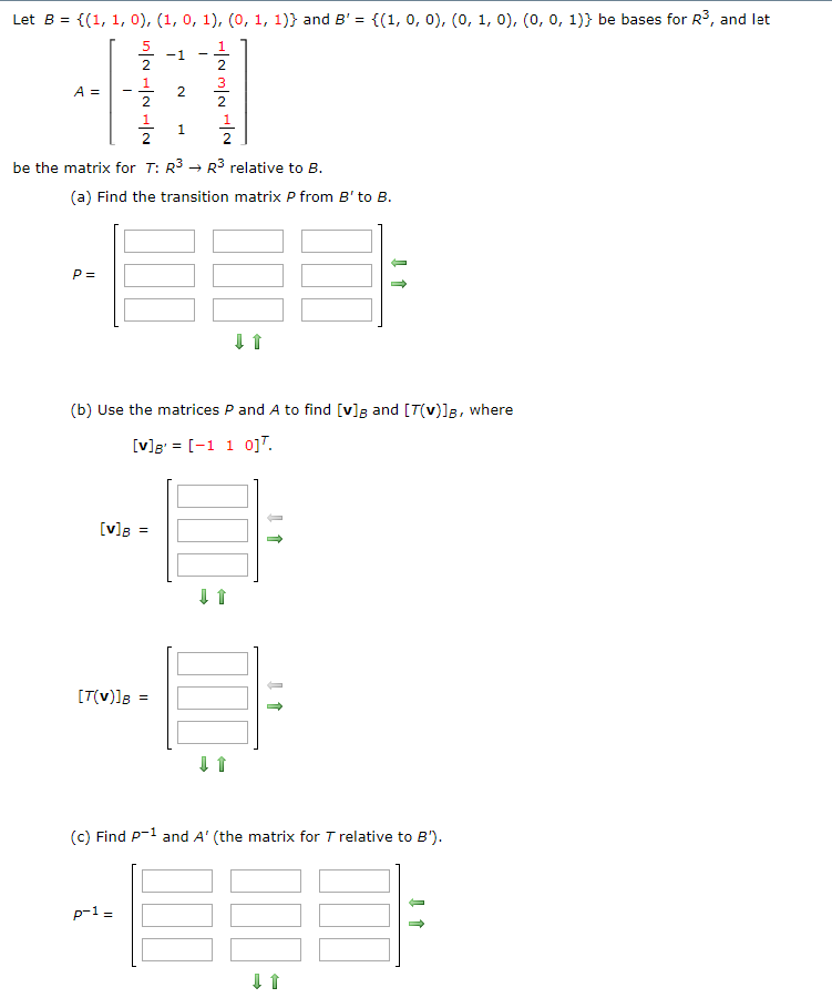 Solved Let B = {(1, 1, 0), (1, 0, 1), (0, 1, 1)} And B' = | Chegg.com