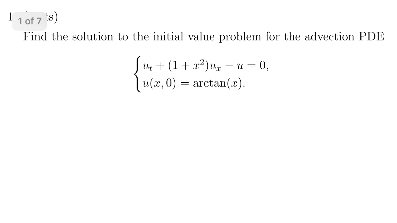 Solved Partial Differential Equations: Find The Solution To | Chegg.com