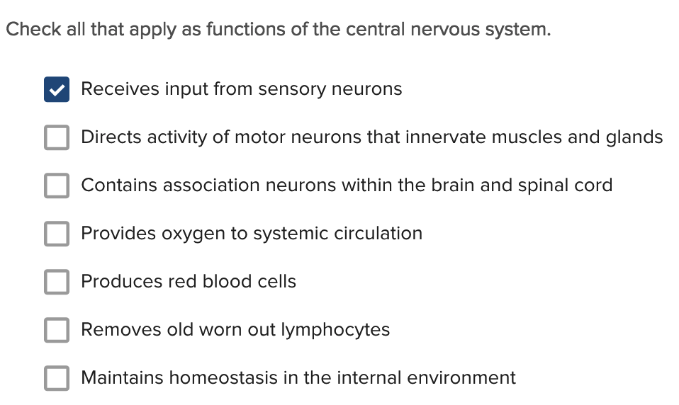 Solved Check All That Apply As Functions Of The Central Chegg Solved Check All That Apply As Functions Of The Central Chegg