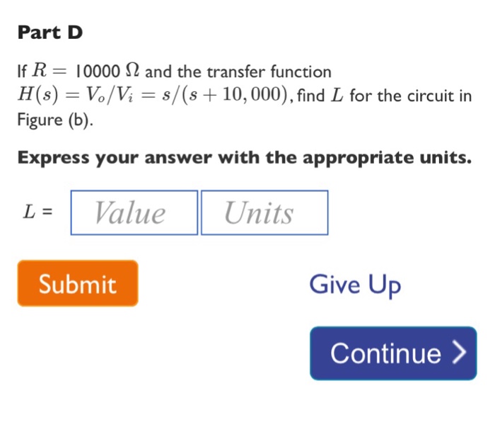 Solved Problem I Part A Find the transfer function H(s) = | Chegg.com