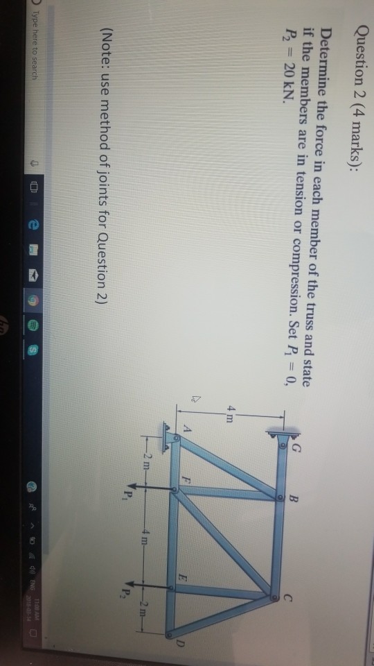 Solved Determine the force in each member of the truss and | Chegg.com