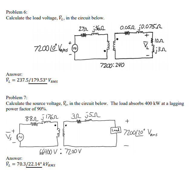 Solved Problem 6 Calculate the load voltage, Vi., in the | Chegg.com