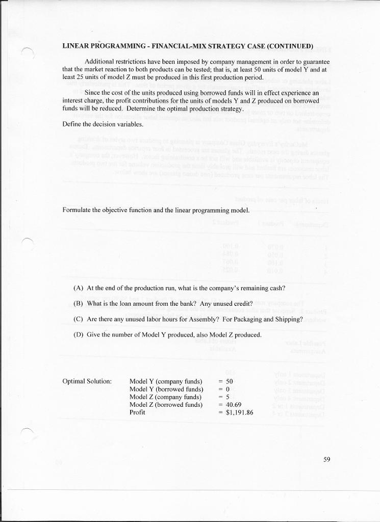 LINEAR PROGRAMMING FINANCIAL-MIX STRATEGY 4. CASE: | Chegg.com