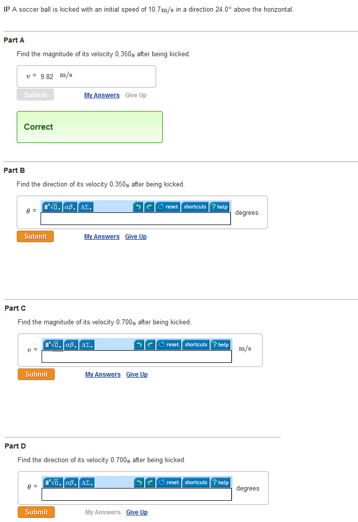 Solved IP A soccer ball is kicked with an initial speed of