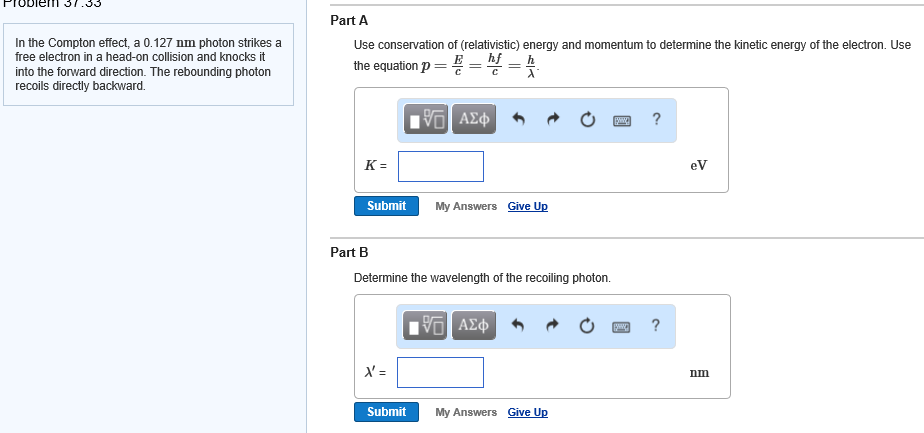 Solved Part A In the Compton effect, a 0.127 nm photon | Chegg.com