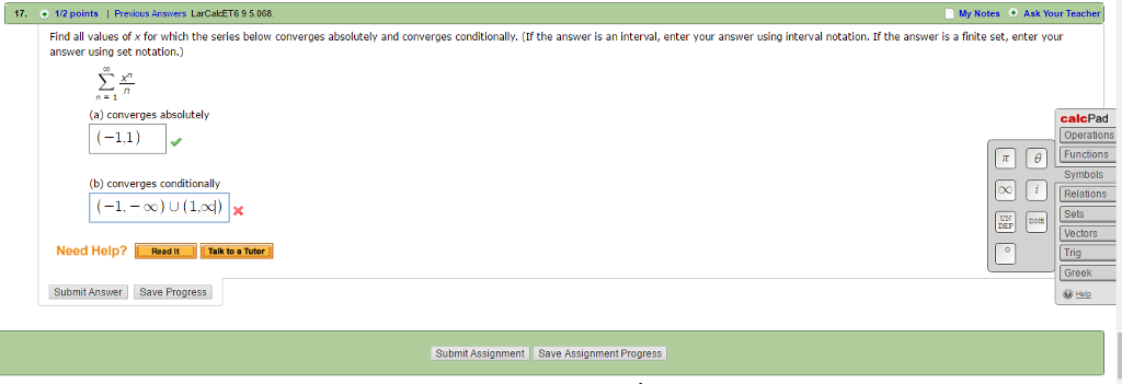 Solved Find all values of x for which the series below | Chegg.com