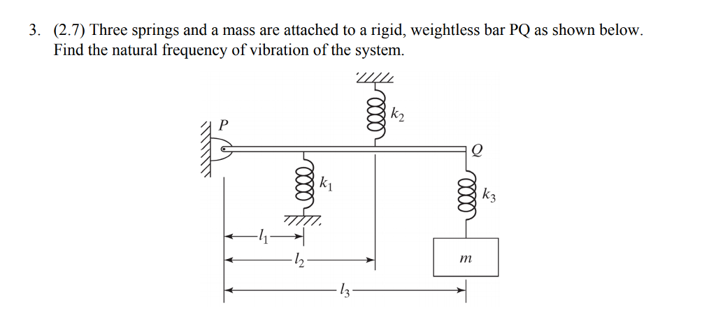 Solved Three springs and a mass are attached to a rigid, | Chegg.com