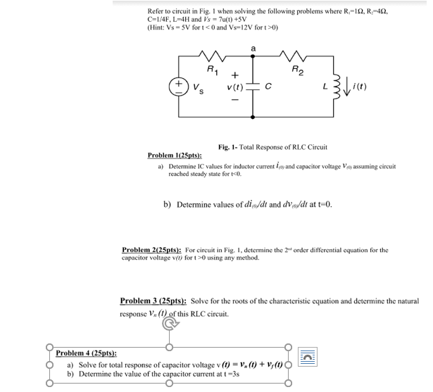 Solved Refer to circuit in Fig. 1 when solving the following | Chegg.com