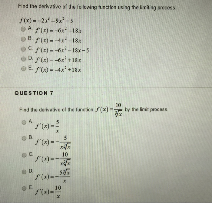 Solved Find the derivative of the following function using | Chegg.com