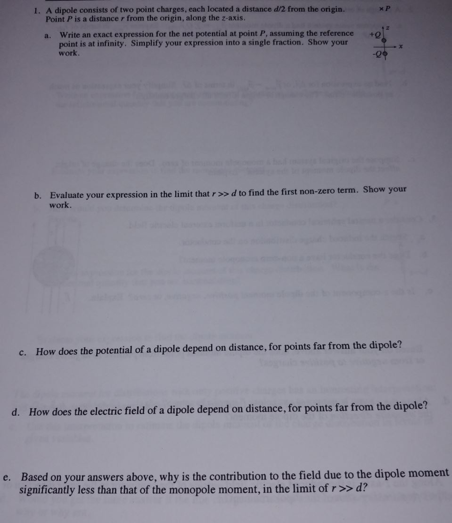 Solved 1. A dipole consists of two point charges, each | Chegg.com