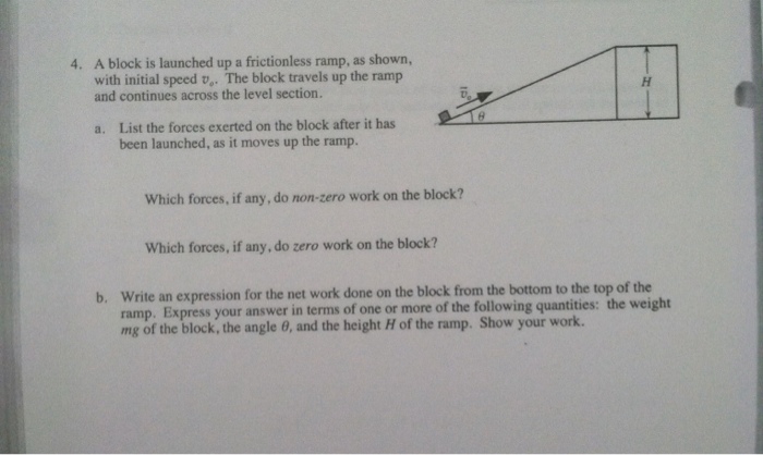 Solved A block is launched up a frictionless ramp, as shown, | Chegg.com