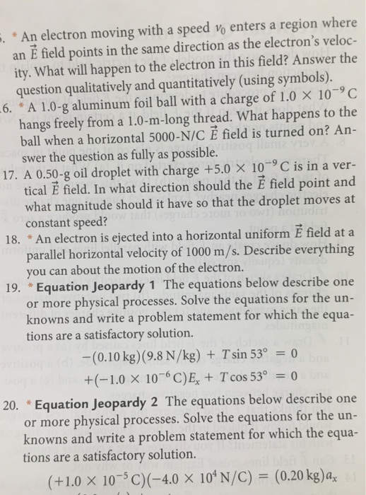 Solved An electron moving with a speed Vo enters a region | Chegg.com