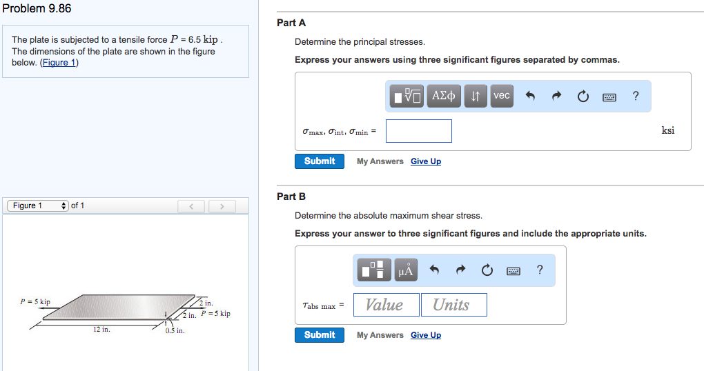 Solved The plate is subjected to a tensile force P = 6.5 | Chegg.com