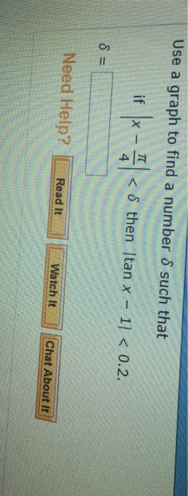 Solved Use the given graph of f to find a number δ such that | Chegg.com