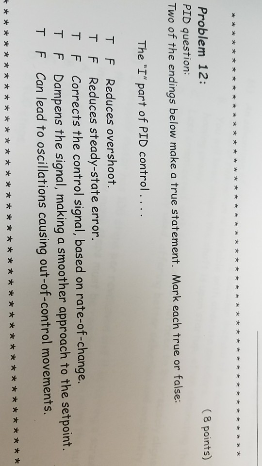 Solved Problem 12: PID question: Two of the endings below | Chegg.com
