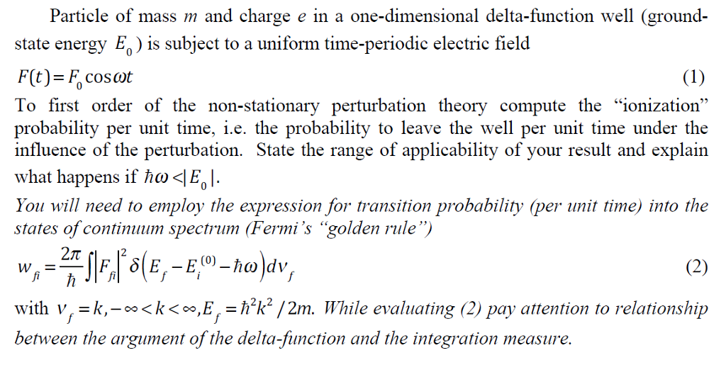 Solved Particle of mass m and charge e in a one-dimensional | Chegg.com
