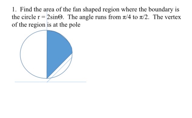 Solved Find the area of the fan shaped region where the | Chegg.com