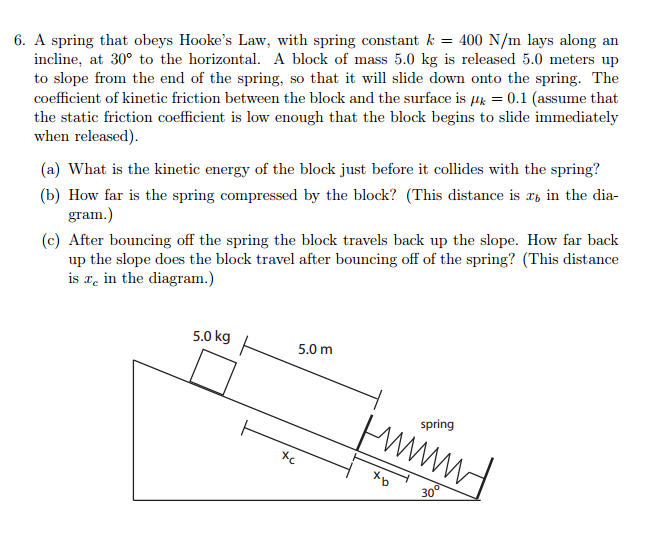Solved A spring that obeys Hooke's Law, with spring constant