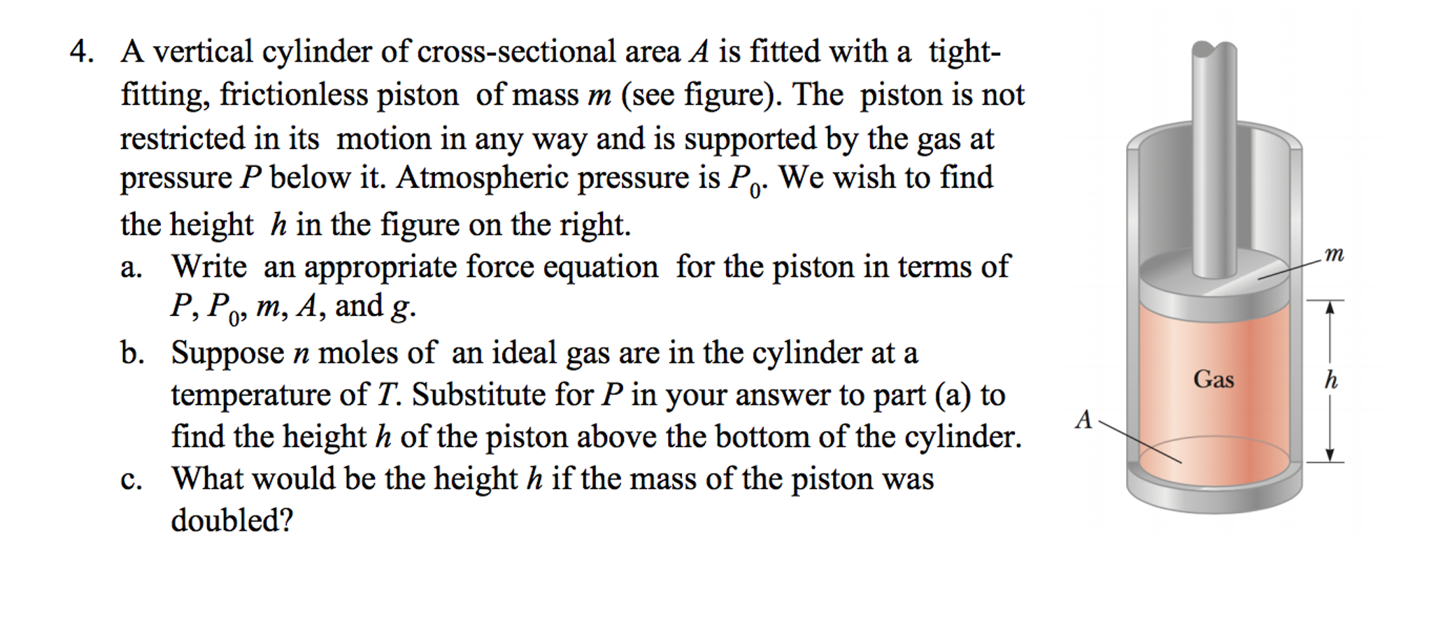 Solved A Vertical Cylinder Of Cross-sectional Area A Is | Chegg.com