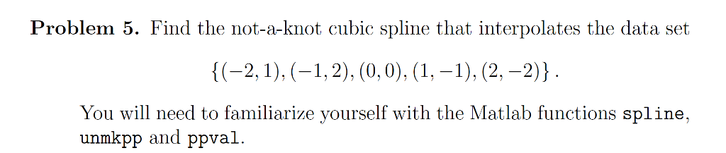 Solved Find The Not-a-knot Cubic Spline That Interpolates | Chegg.com