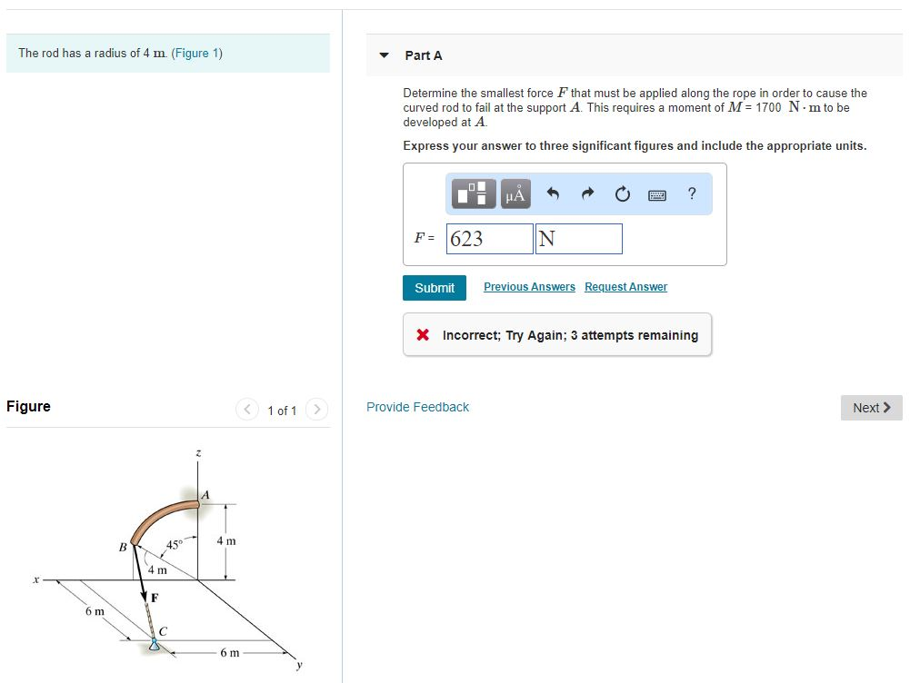 Solved The rod has a radius of 4 m. (Figure 1) Part A | Chegg.com