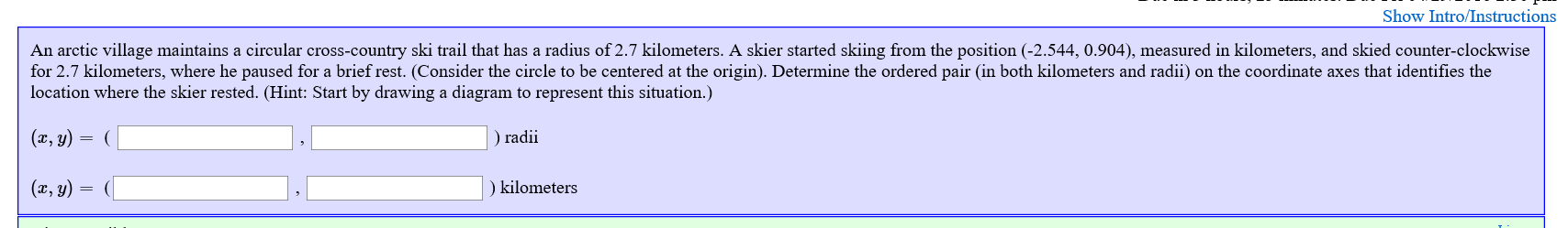 Solved Show Intro Instructions Kilometers A Skier Started Chegg