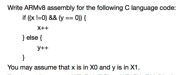 Solved Write ARMv8 Assembly For The Following C Language | Chegg.com