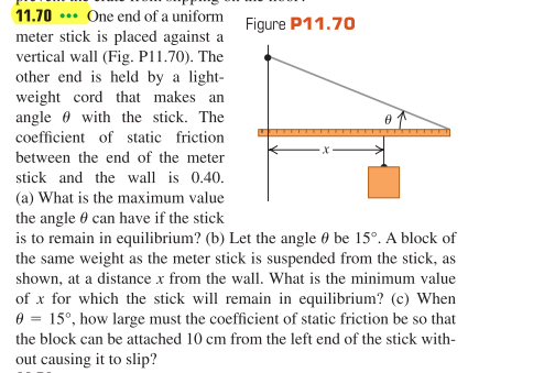 Solved 11.70 One end of a uniform Figure P11.70 meter stick | Chegg.com