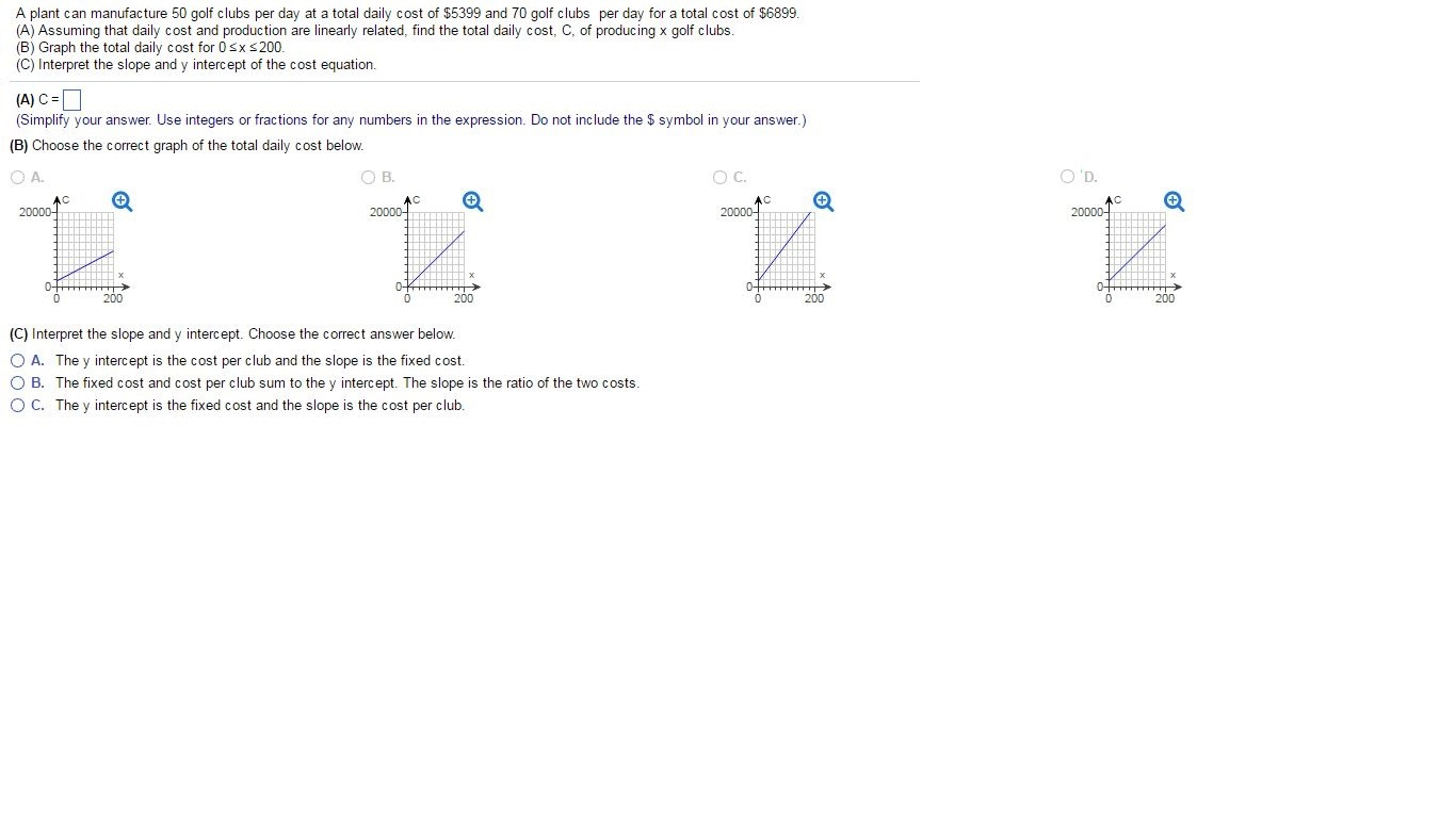 Solved A plant can manufacture 50 golf clubs per day at a