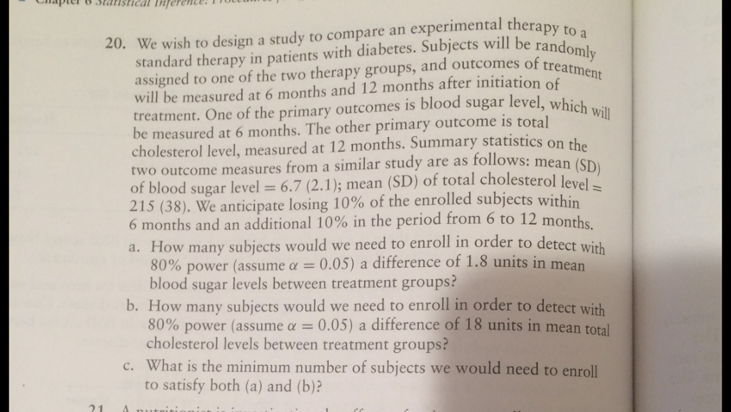 Solved We wish to design a study to compare an experimental | Chegg.com