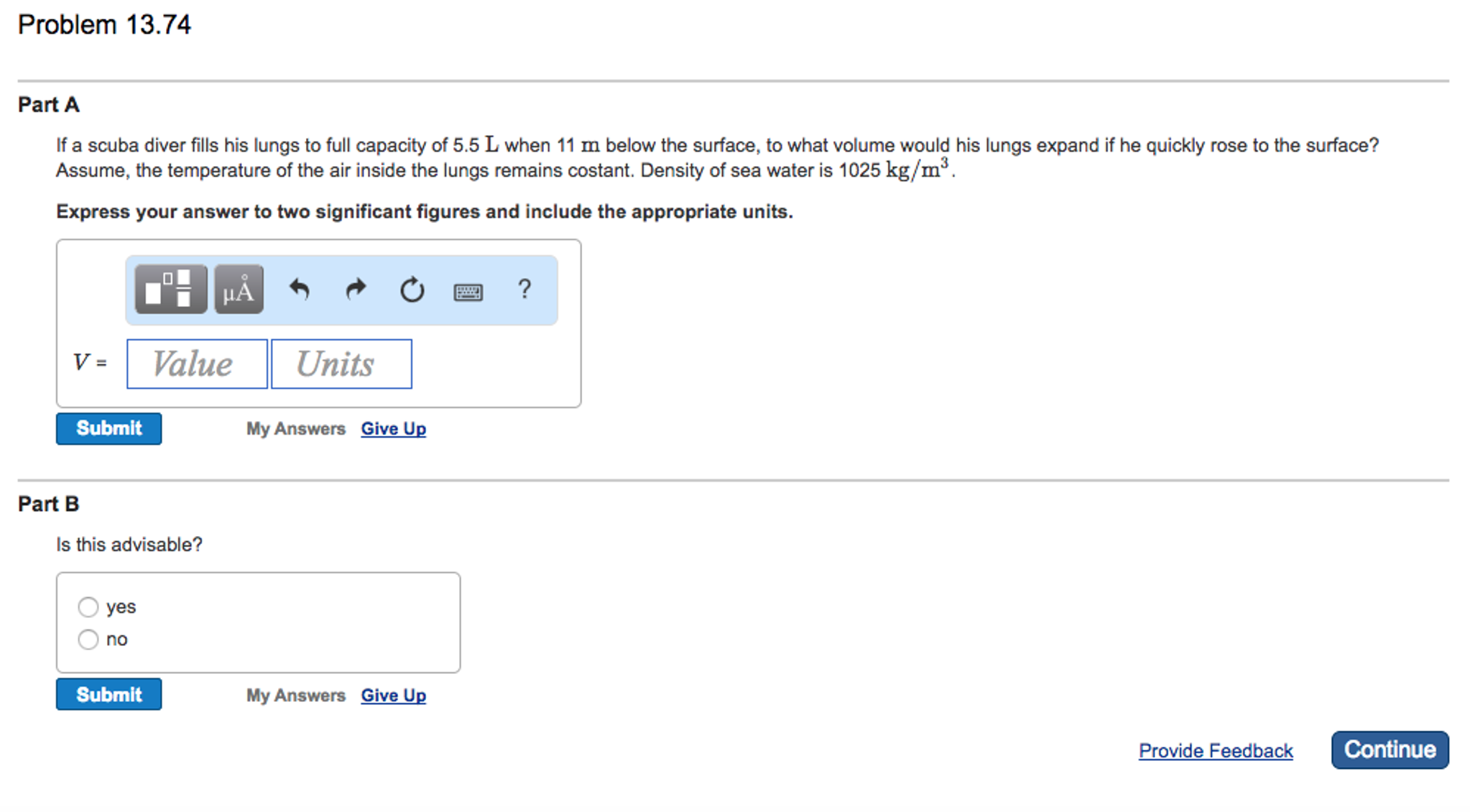 Solved If a scuba diver fills his lungs to full capacity of