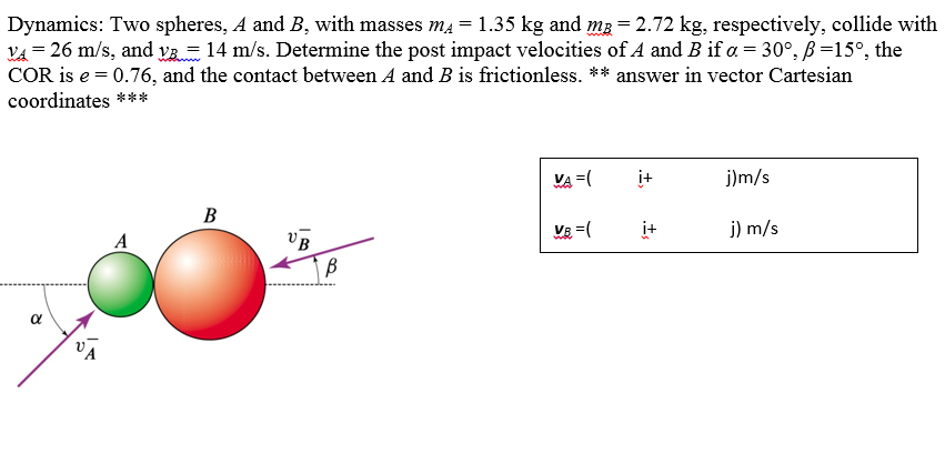 Solved Dynamics: Two Spheres. A And B. With Masses M_A = | Chegg.com