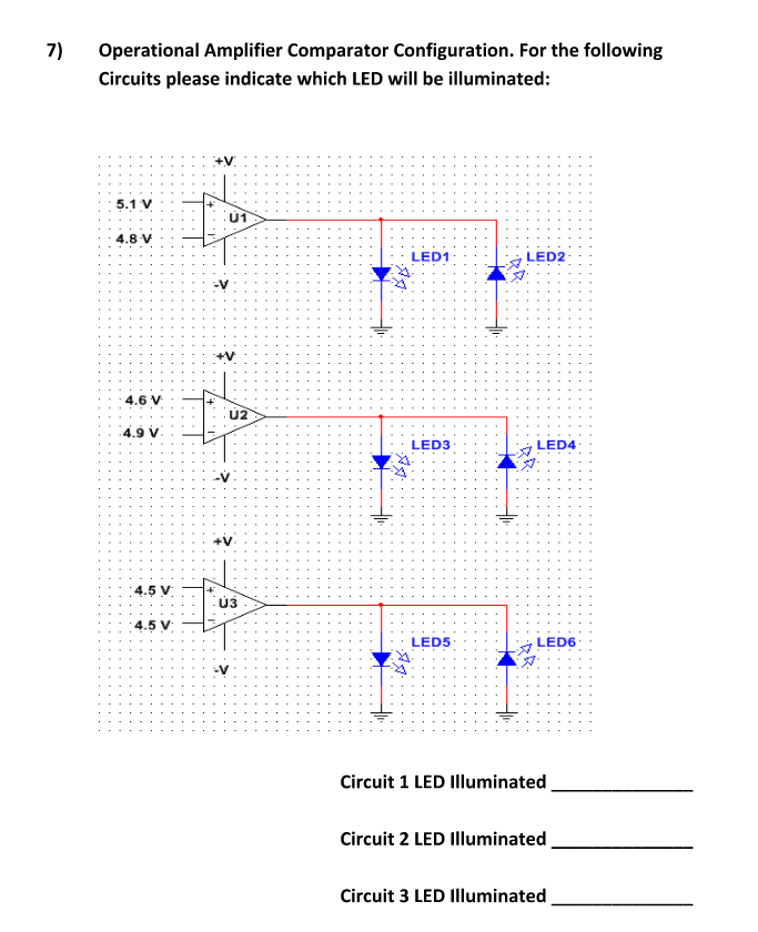 Solved Operational Amplifier Comparator Configuration. For