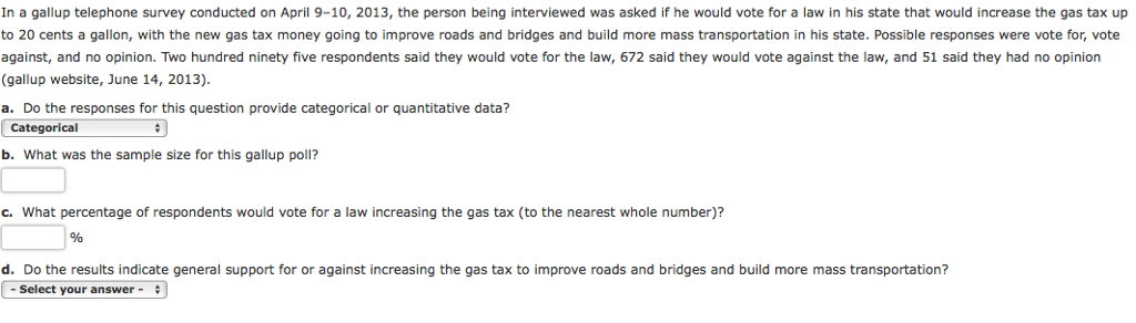 Solved In a gallup telephone survey conducted on April 9-10, | Chegg.com