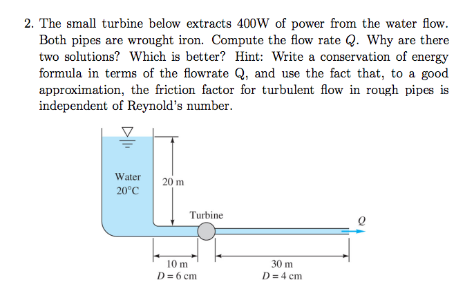 Solved The small turbine below extracts 400W of power from | Chegg.com