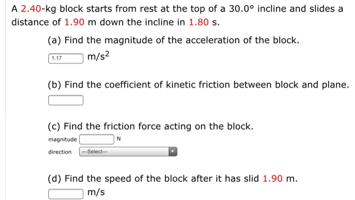 Solved A 2.40-kg block starts from rest at the top of a 30.0 | Chegg.com