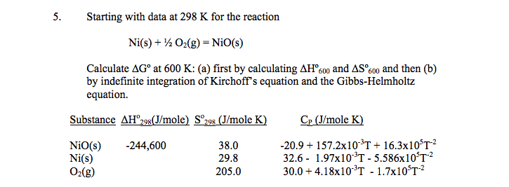 Starting with data at 298 K for the reaction | Chegg.com