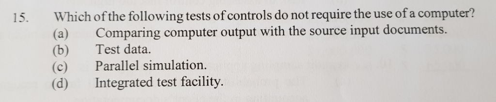 Solved Which Of The Following Tests Of Controls Do Not | Chegg.com