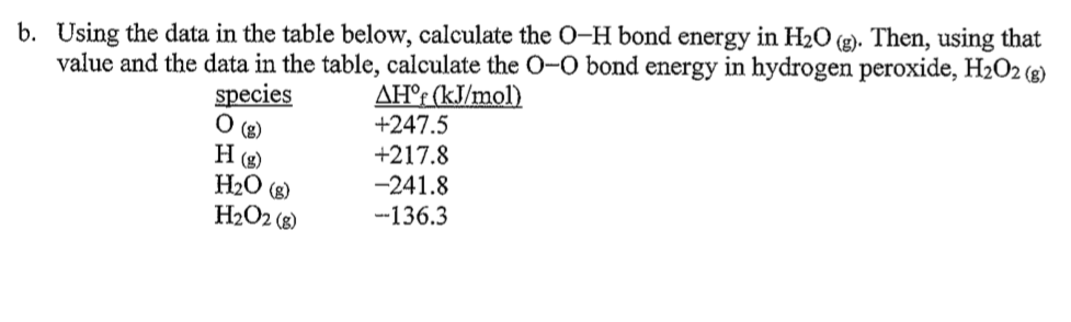 Solved B. Using The Data In The Table Below, Calculate The | Chegg.com