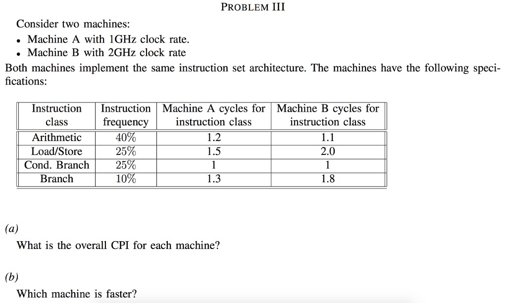 Solved PROBLEM III Consider Two Machines: . Machine A With | Chegg.com