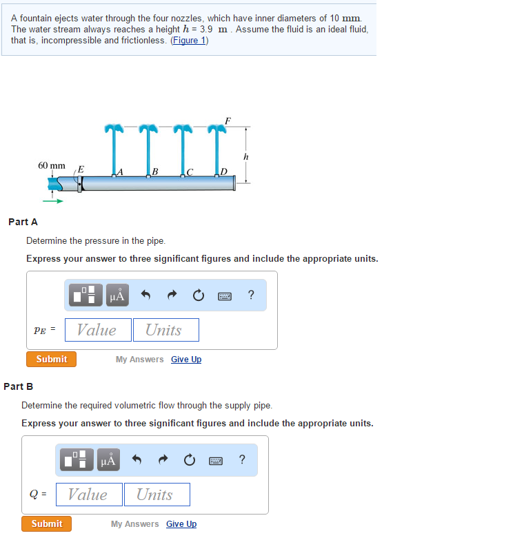 Solved A fountain ejects water through the four nozzles,
