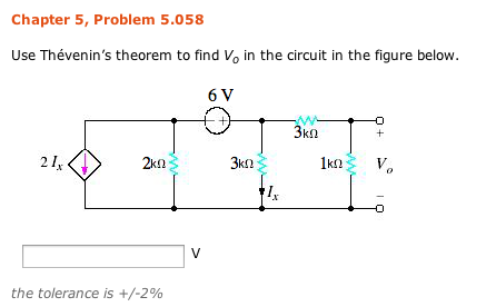 Solved Use Thevenin's Theorem To Find Vo In The Circuit In | Chegg.com