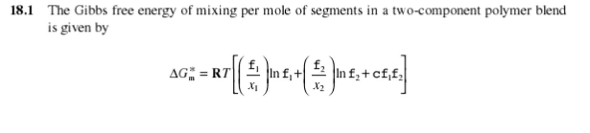 18.1 The Gibbs free energy of mixing per mole of | Chegg.com