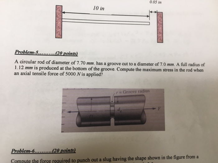 Solved A circular rod of diameter of 7.70 mm. has a groove | Chegg.com