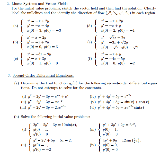 Solved Linear Systems and Vector Fields: For the initial | Chegg.com