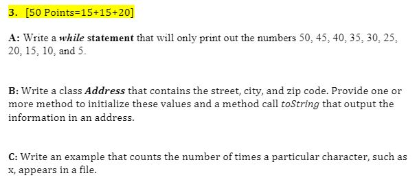 Solved Write a while statement that will only print out the | Chegg.com