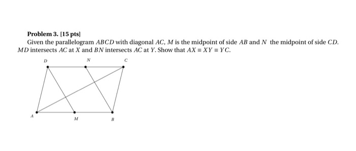 Solved Given the parallelogram ABCD with diagonal AC, M is | Chegg.com