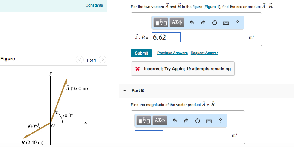 Solved For the two vectors A and B in the figure (Figure 1), | Chegg.com